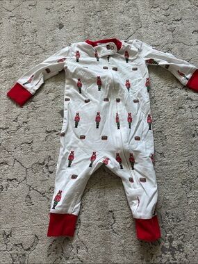 White &‎ Red Kids One-Piece Pajamas with Nutcracker Print